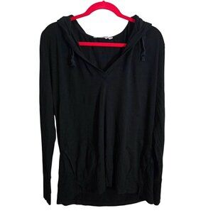 Athleta Black V Neck Pocketed Lightweight Hoodie Size L